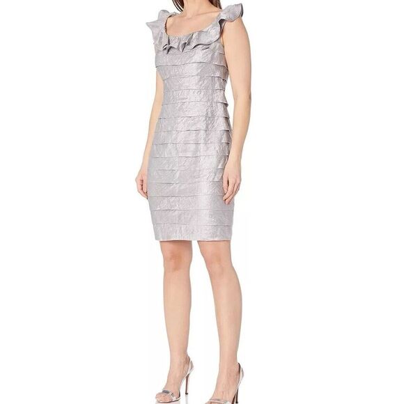 London Times Dresses & Skirts - London‎ Times Dress Womens 10 Purple Lilac Shimmer Ruffles Cocktail 90's NWT